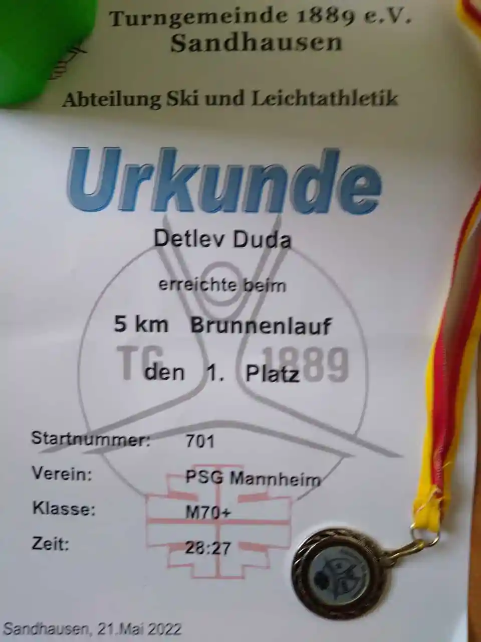 2022 05 21 Detlev Duda Urkunde Sieger Sandhausen
